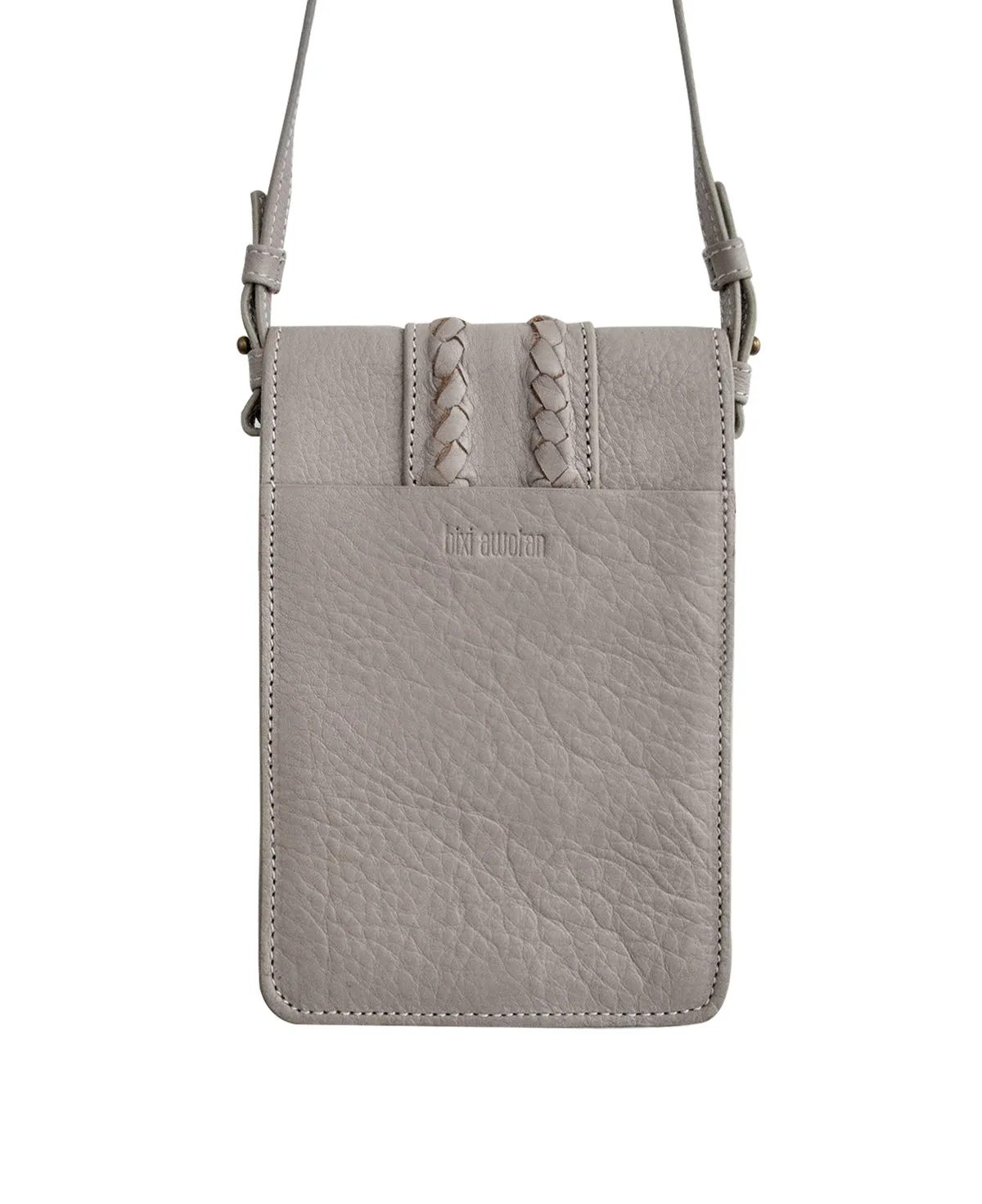 Taupe/Gray AMY Leather Crossbody Bag for Phone