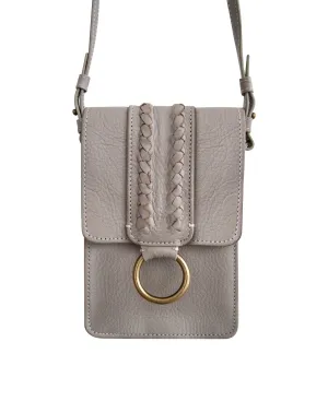 Taupe/Gray AMY Leather Crossbody Bag for Phone