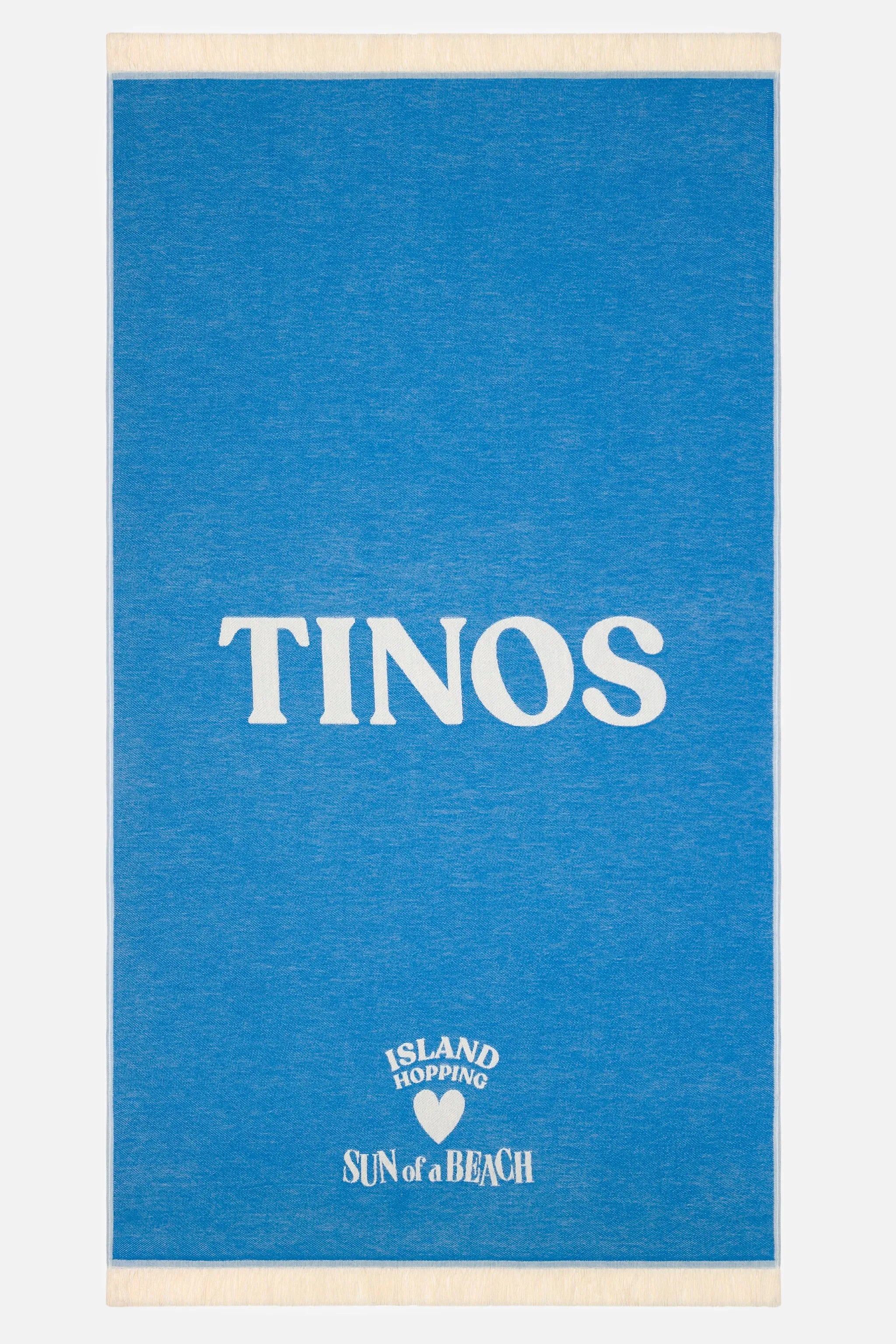 Tinos Bright Blue | Feather Beach Towel