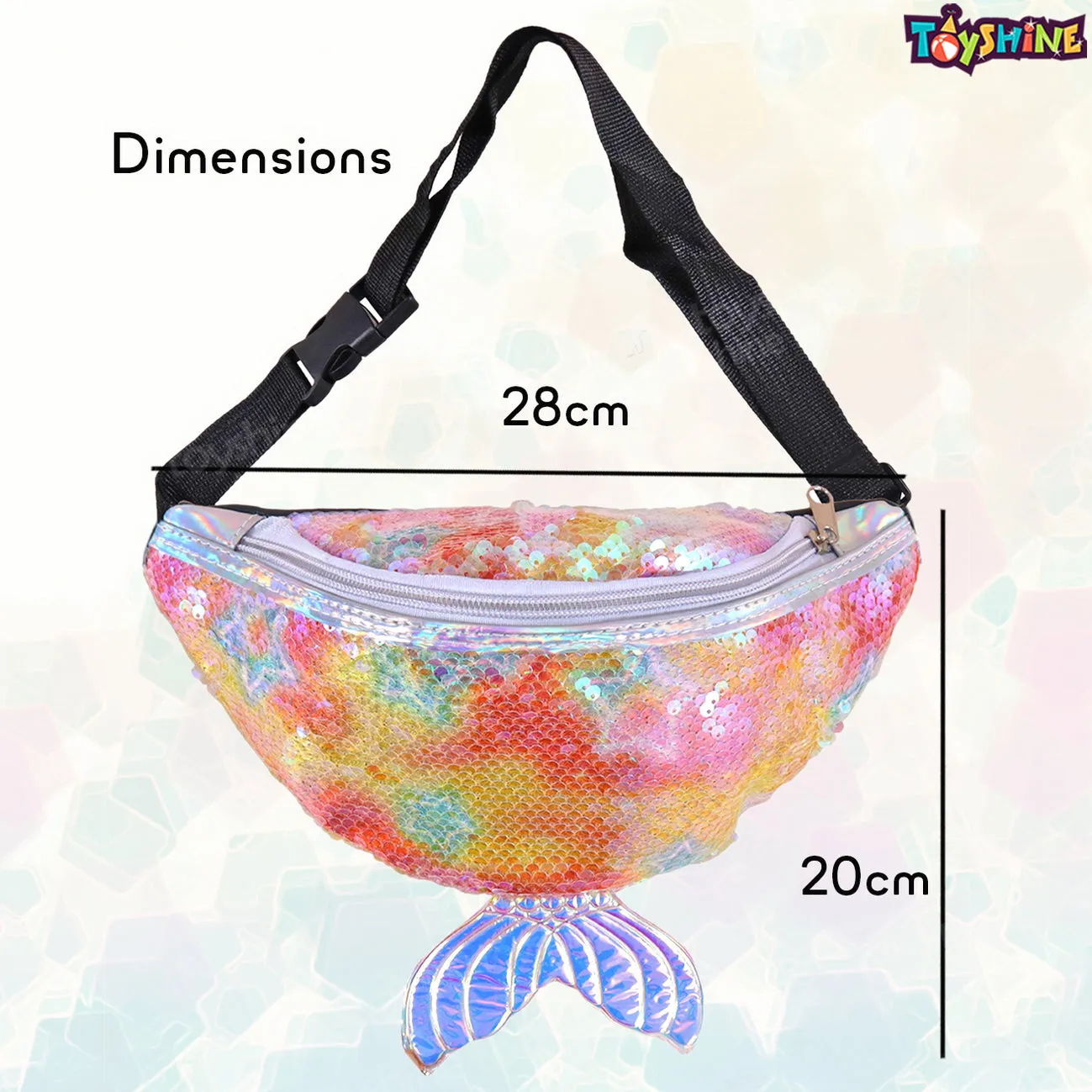 Toyshine Cute Girls Mermaid Tail Sparkle and Shine Children Side Bags for 3~7 Years Baby- Multicolor