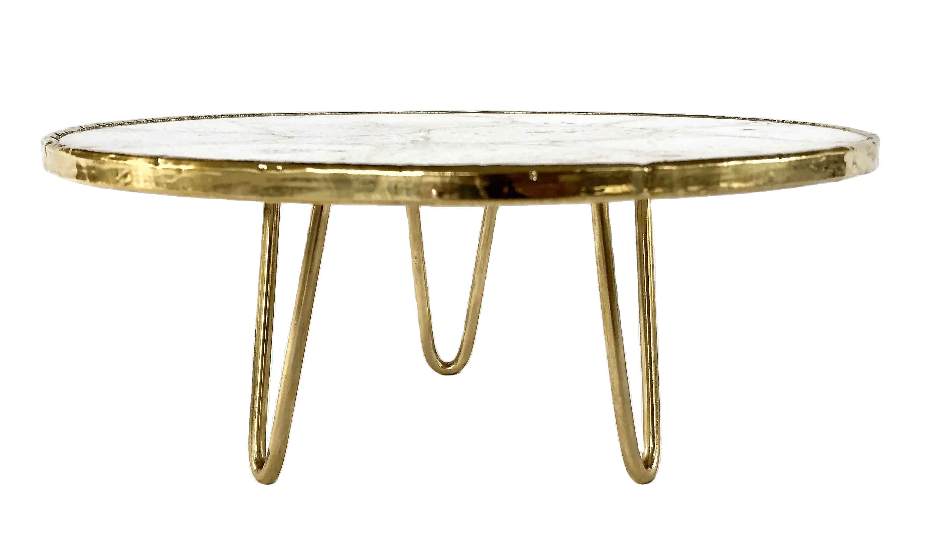 White Crystal Agate Cake Stand with Brass Legs